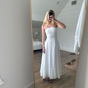 Favorite Daughter Strapless Linen White Dress